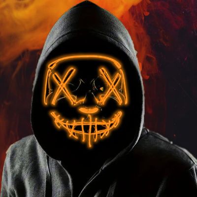 Boolavard Halloween Mask LED Light up Mask for Festival Cosplay Halloween Costume Masquerade Parties, Carnival, Gifts (Orange)