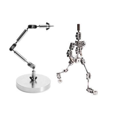 BAIYITONGDA Stop Motion Factory,Full Metal Stop Motion Animation Character Skeleton Stainless Steel Skeleton,Armature Rigging System for Stop Motion Animation,14cm