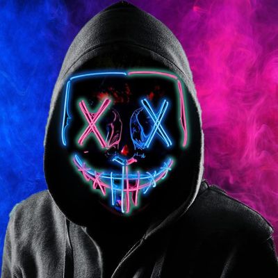 Boolavard Halloween Mask LED Light up Mask for Festival Cosplay Halloween Costume Masquerade Parties, Carnival, Gifts (Pink & Blue)