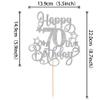 1 PCS Happy 70th Birthday Cake Topper Glitter Cheers to 70 Years Birthday Cake Pick Hello 70 Fabulous Cake Decoration for Happy 70th Birthday Anniversary Party Decorations Supplies Silver view 2