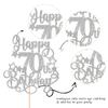 1 PCS Happy 70th Birthday Cake Topper Glitter Cheers to 70 Years Birthday Cake Pick Hello 70 Fabulous Cake Decoration for Happy 70th Birthday Anniversary Party Decorations Supplies Silver view 3