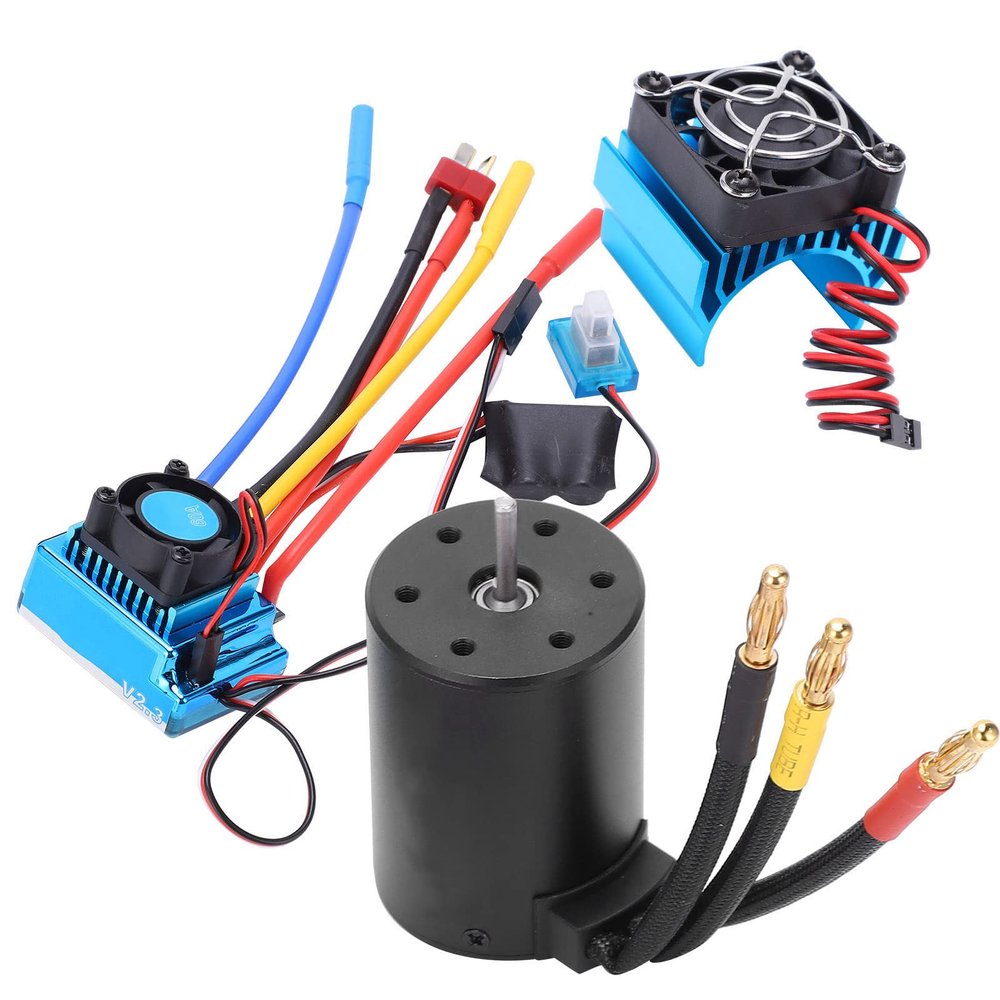 RC Brushless Motor Set3650 Motor 80A ESC Heat Sink SetRC 3650 Brushless Motor Set, 3650 2300KV 4 Poles Brushless Motor 80A ESC Combo Set 1/10 RC Brushless Motor