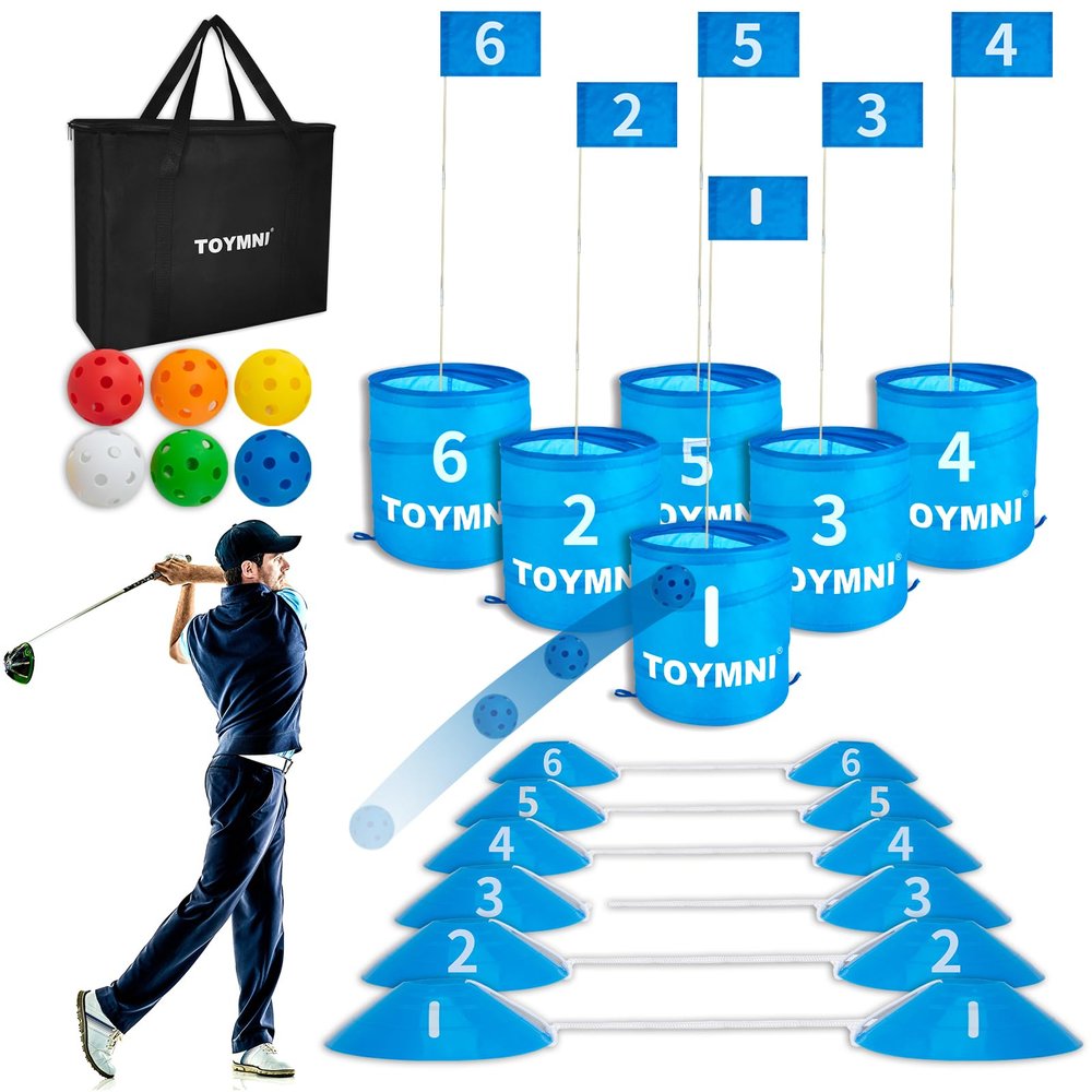 TOYMNI Golf Game Set - Portable Indoor/Outdoor Backyard/Beach PAR 6 Hole Game for Adults & Kids
