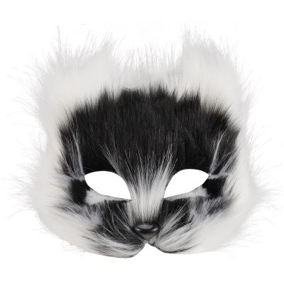 QianShi Furry Fox Mask Mask Cosplay Costume Half Face Animal Furry Party Eye Cat Masks Cosplay Wolf Masks Plush Faux Mask for Masquerade Costume Props