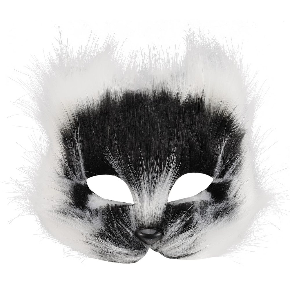 QianShi Furry Fox Mask Mask Cosplay Costume Half Face Animal Furry Party Eye Cat Masks Cosplay Wolf Masks Plush Faux Mask for Masquerade Costume Props