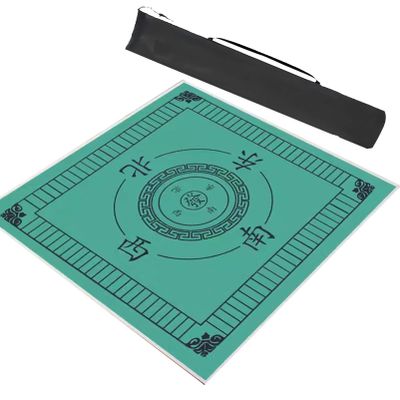 Chinese Mahjong Mats with Rules and Wind Positioning, Anti Slip and Noise Reduction Crystal Velvet Game Table Mat, with Carrying Bag (Color : Green-1, Size : 39.4x39.4in/120x120cm)