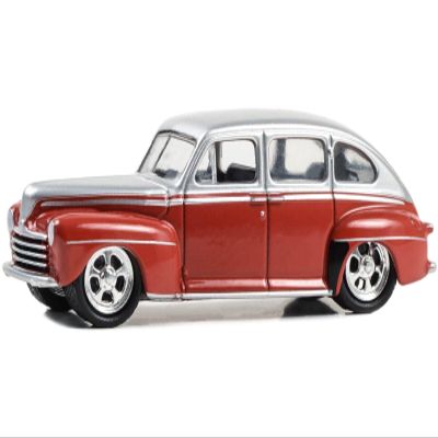 1947 Super Deluxe Lowrider Red and Silver Metallic California Lowriders Series 4 1/64 Diecast Model Car by Greenlight 63050A