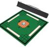 Chinese Mahjong Mats with Rules and Wind Positioning, Anti Slip and Noise Reduction Crystal Velvet Game Table Mat, with Carrying Bag (Color : Green-2, Size : 23.6x23.6in/60x60cm) view 1