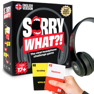 Sorry What Game - Uncensored Lip Reading Party Games for Adults - Based On The Headphone Challenge TikTok Trend - 2+ Players 40,000 Funny Phrase Combos - Adult Games for Game Night (Ages 17+)