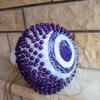 Purple Beaded White Shekere, Rhythm Gourd Instrument, Unique Musician Gifts, Natural Colour Gourd Percussion, Valentines Gifts view 3