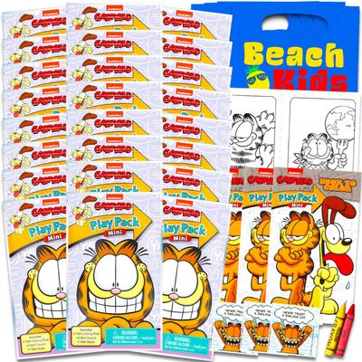 Disney Garfield Mini Party Favors Set - Bundle with 24 Garfield Play Packs with Coloring Pages, Stickers, More | Garfield Party Supplies