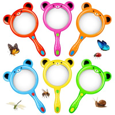 6Pcs Kids Magnifying Glass, Colorful Magnifying Glass for Kids, Hand Toy Magnify Glasses, Mini Magnifier Glasses for Science Class Reading Outdoor Observation Party Favor