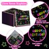 100Pcs Neon Napkins, 13 x 13 Inches Glow in The Dark Paper Napkins, Black Light Glow Party Supplies Tissue Paper for Lets Glow Crazy Party Neon Fluorescent Birthday Party Decorations view 3