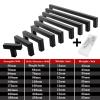 AMHIL Black Cabinet Handle Square Furniture Hardware Stainless Steel Kitchen Door Knobs Cupboard Wardrobe Drawer Pulls 1Pcs view 3
