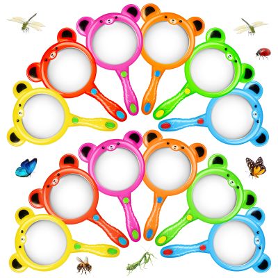 12Pcs Magnifying Glass for Kids, Colorful Hand Toy Magnifying Glass, Mini Magnifying Glasses for Science Class Reading Outdoor Observation Party Favor