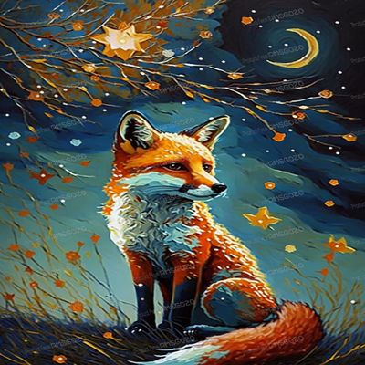 1000 Piece Animal Puzzles for Adults - Oil Starry Night Fox Wooden Jigsaw Puzzle for Beginners, Unwind from Daily Life, and Toys for Family Bonding Activities