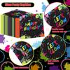 100Pcs Lets Glow Party Napkins, 13 x 13 Inches Glow in The Dark Paper Napkins, Black Light Neon Paint Party Napkins for Lets Glow Crazy Party Neon Fluorescent Birthday Party Decorations view 3