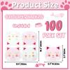100Pcs Cat Napkins, 10.2 x 11.4 Inches Cute Kitty Party Napkin, Pink White Paw Print Paper Napkins, Cat Birthday Decorations Kitten Napkin for Kids Pet Kitty Birthday Party Supplies view 2