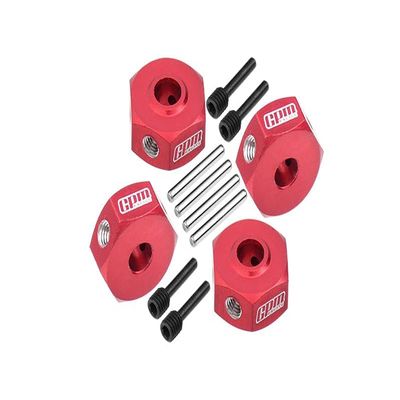 Aluminum 7075 Hex Adapters (12mm) for Losi 1/18 Mini LMT 4X4 Brushed Monster Truck RTR-LOS01026 Upgrade Parts - Red