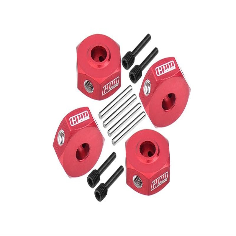 Aluminum 7075 Hex Adapters (12mm) for Losi 1/18 Mini LMT 4X4 Brushed Monster Truck RTR-LOS01026 Upgrade Parts - Red