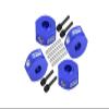 Aluminum 7075 Hex Adapters (12mm) for Losi 1/18 Mini LMT 4X4 Brushed Monster Truck RTR-LOS01026 Upgrade Parts - Blue view 1