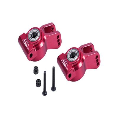 Aluminum 7075 Rear Hub Set (Larger Inner Bearings) for Losi 1/10 Lasernut U4 Tenacity LOS03028 Upgrade Parts - Red