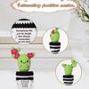 lasuroa Positive Cactus Crochet, 6.3 Inch Green Positive Knitted Plants Cactus Doll Toy Funny Holding Support Card Small Cactus Decorations for Mexico Christmas Party Birthday Gifts view 3