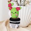 lasuroa Positive Cactus Crochet, 6.3 Inch Green Positive Knitted Plants Cactus Doll Toy Funny Holding Support Card Small Cactus Decorations for Mexico Christmas Party Birthday Gifts view 4