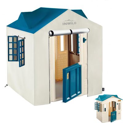 INWILD Outdoor Playhouse Cover, All Weather Protective Cover for Little Tikes Cape Cottage Playhouse, Full-Fitting, with Door and Window, 43" W x 35" D x 48" H, (Cover Only, Blue)