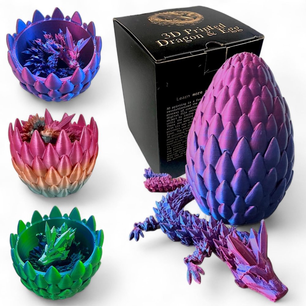 3D Dragon Egg with Dragon Inside + Gift Box - Fidget Toy, Dragon Eggs, Dragon Toy, Articulated Dragon, Sensory Toys for Autism, ADHD toys, Autism Toys, Stress Relief Gift, 3D Printed, Desk Toy, Fidget
