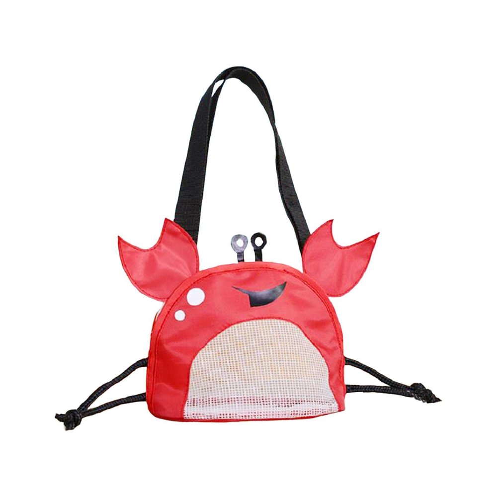 Beach Mesh Bag Tote Shell Mesh Bag Kids Girls Beach Shell Bag with Adjustable Straps Zipper for Holding Beach Toys Kids Girls Beach Toy Bag, Red