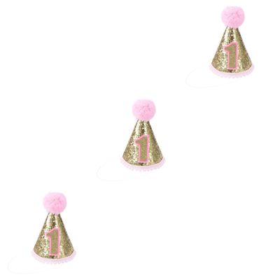Ciieeo 3pcs Glitter Party Hat for Boys and Girls Birthday Adjustable Headband Cone Design for Girl Celebration Premium Quality Material Party Supplies