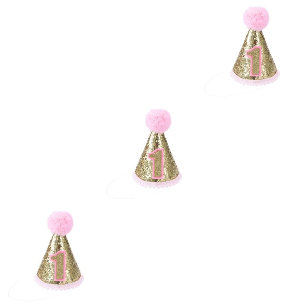 Ciieeo 3pcs Glitter Party Hat for Boys and Girls Birthday Adjustable Headband Cone Design for Girl Celebration Premium Quality Material Party Supplies