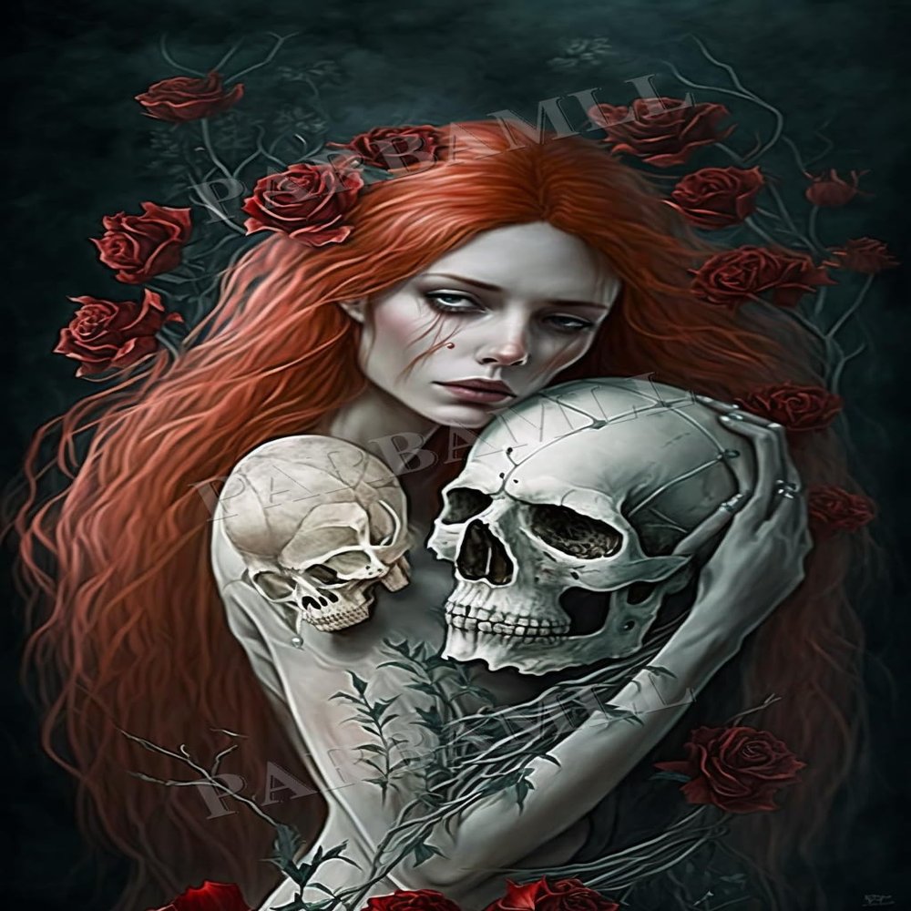 1000 Piece Adult Jigsaw Puzzle, Red Skull Woman, Puzzle Educational Gift, Room Decor or Cafe Decor Exercise Willpower Relaxation