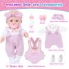BDDOLL 12'' Baby Doll Playset with Clothes and Dolls Carrier Accessories Included Baby Carrier, Bottles, Nipple, Socks, Headbands view 2