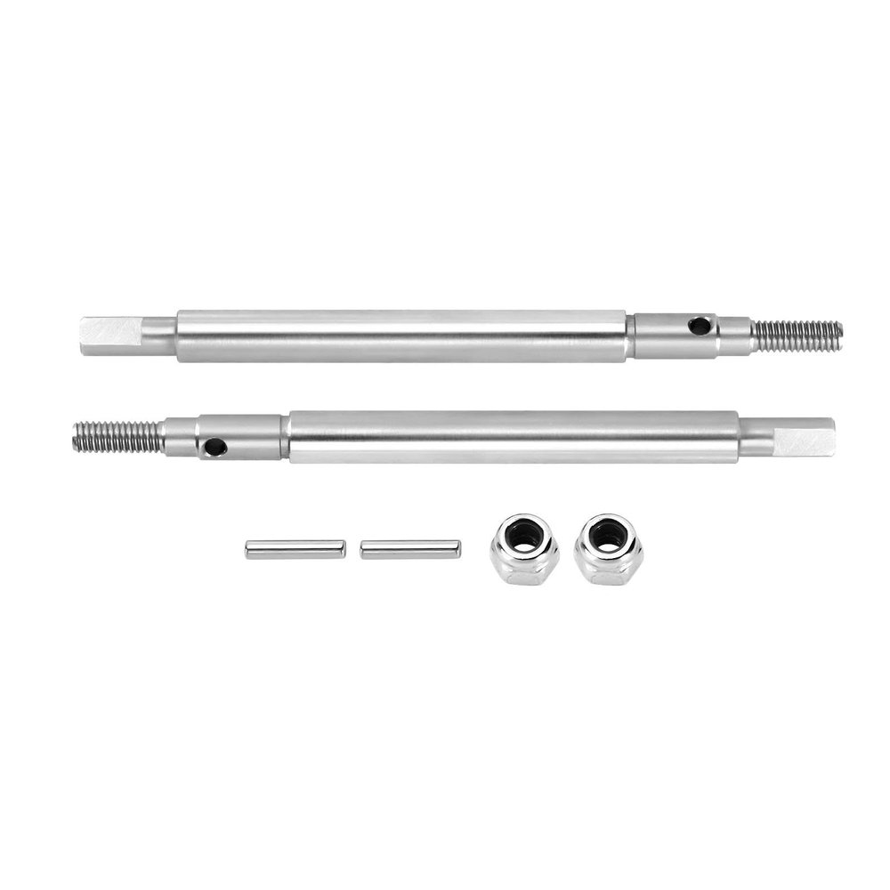 ALBARAY Upgrade Parts Compatible with TRX4M Extended 2mm Thread Stainless Steel Front Rear Axle Shafts for 1/18 RC Crawler Upgrade Parts (4M-09) (Color : Rear)