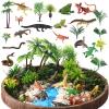 26 Pcs Amphibious Animals Figurines Toys Diorama Project Kit Plastic Reptile Lizard Snake Playset Cake Toppers Model Trees for Kids Toddlers Educational Learning Birthday Gift(Tray Not Included) view 1