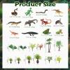 26 Pcs Amphibious Animals Figurines Toys Diorama Project Kit Plastic Reptile Lizard Snake Playset Cake Toppers Model Trees for Kids Toddlers Educational Learning Birthday Gift(Tray Not Included) view 2