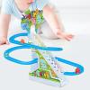 Fonowx Dinosaur Climbing Stairs Tracks Slide Toy Race Track Playset Electric Toy Vehicle Set Roller Coaster with Music and Lights Easy Carry Smooth Edges view 2