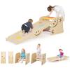 HONEY JOY Climbing Toys for Toddlers, 6 in 1 Wooden Triangle Set, Double Side Ramp & Climber, Seesaw, Step Stool, 2-Piece Learning Indoor Montessori Climbing Ladder Gym for Kids Boys Girls view 1