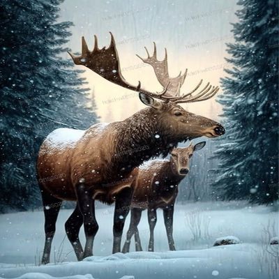 1000 Piece Animal Puzzles for Adults - Forest Snowy Elk Wooden Jigsaw Puzzle for Beginners, Unwind from Daily Life, and Toys for Family Bonding Activities