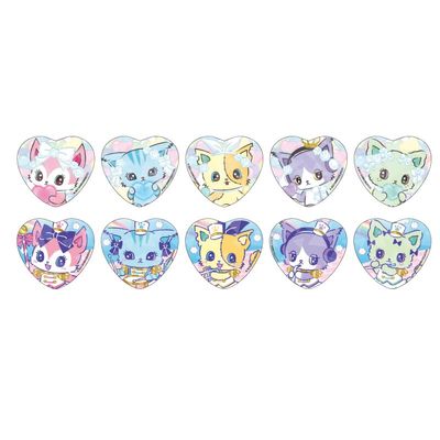Beatcats 01 [Official Illustration] Hologram Heart Shaped Can Badge Box of 10