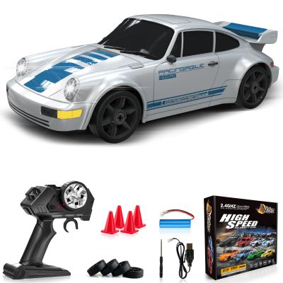 Everbigmai RC Drift Car 1:24 Remote Control Car 4WD 15KM/H High Speed Racing Sport Car with LED Lights RC Cars Toy for Kids Boys Girls Adults Gifts Birthday Christmas Rechargeable Batteries