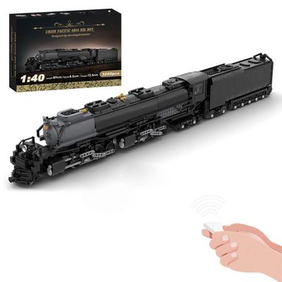 Helixsun Union Pacific 4014 Train Building Blocks, 1/40 Scale Dynamic RC Steam Locomotive Train Building Kit, MOC-73232 Train Construction for Adults (3200 Pieces)