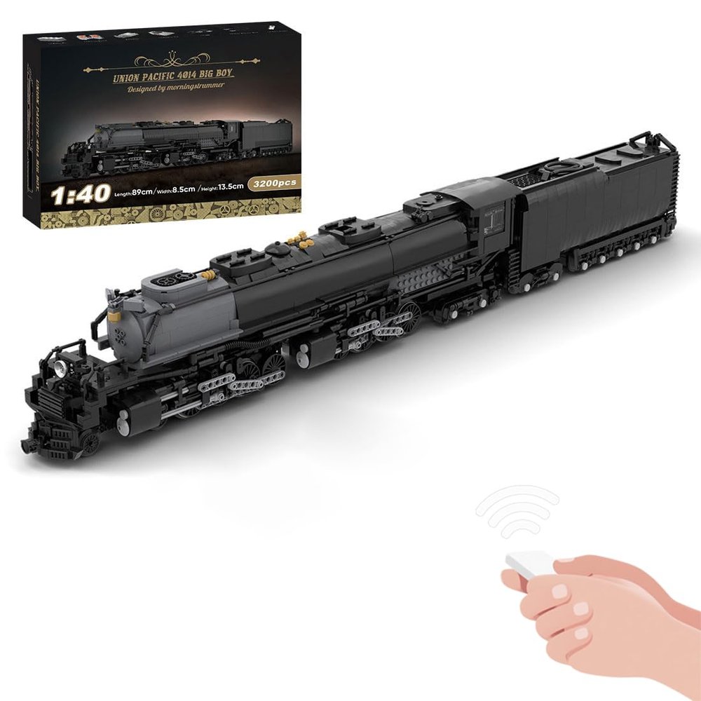 Helixsun Union Pacific 4014 Train Building Blocks, 1/40 Scale Dynamic RC Steam Locomotive Train Building Kit, MOC-73232 Train Construction for Adults (3200 Pieces)