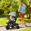 Baby Tricycle 4 in 1 Trike w/Reversible Angle Adjustable Seat Removable Handle Canopy Handrail Belt Storage Footrest Brake Clutch for 1-5 Years Old Grey view 2