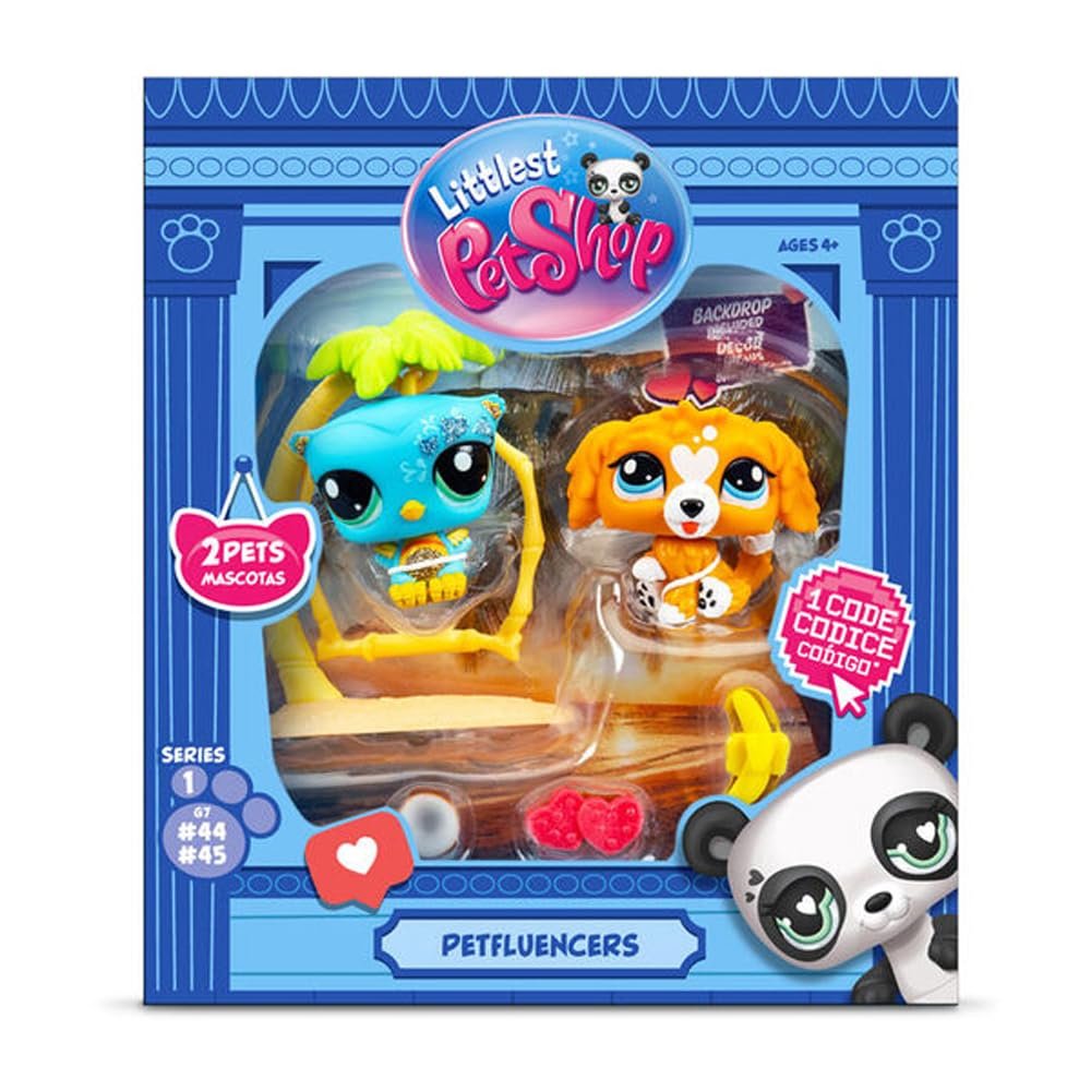 Bandai Littlest Pet Shop Petfluencer Sunset Pals Petfluencer Set Contains 2 LPS Mini Pet Toys 4 Accessories 1 Backdrop 1 Collector Card and 1 Virtual Code Collectable Toys for Girls and Boys