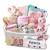 27-Piece Baby Girl Shower Gift Basket Set - Newborn Essentials, Large Pink Gift Basket With Rattle, Swaddle, Diaper Caddy Organizer view 1
