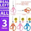 7" Real Left-Handed Kids Scissors - 3-Pack, Ages 8-16, Pointed Tip, Stainless Steel Blades, Soft Grip, Great for DIY, Arts, School view 3