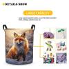 Foruidea Winter Red Fox Laundry Basket,Laundry Hamper,Collapsible Storage Bin, Oxford Fabric Clothes Baskets,Nursery Hamper For Home,Office,Dorm,Gift Basket view 3